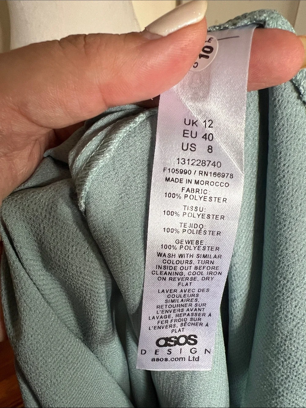 ASOS DESIGN Satin Bias Cut Button Detail Long Sleeve Maxi Dress Blue NWT Size 8 - Picture 11 of 11
